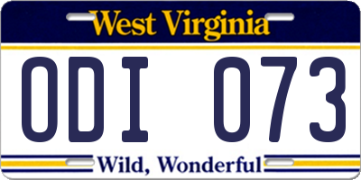 WV license plate ODI073
