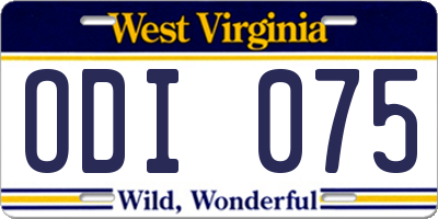 WV license plate ODI075