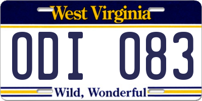 WV license plate ODI083