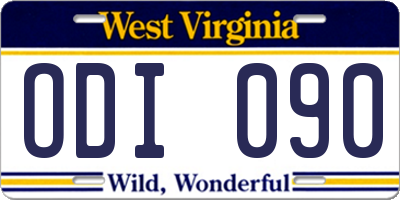 WV license plate ODI090