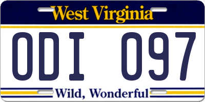 WV license plate ODI097