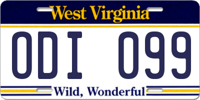 WV license plate ODI099
