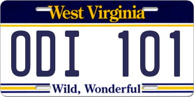 WV license plate ODI101