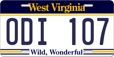 WV license plate ODI107