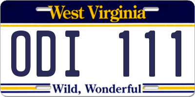WV license plate ODI111