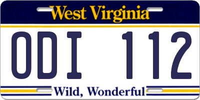 WV license plate ODI112