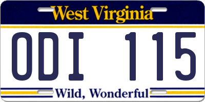 WV license plate ODI115