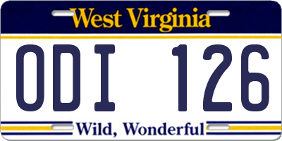 WV license plate ODI126