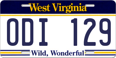 WV license plate ODI129