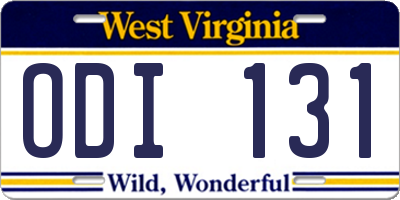 WV license plate ODI131
