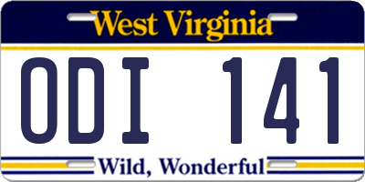 WV license plate ODI141