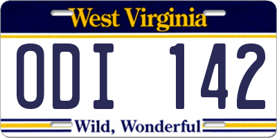 WV license plate ODI142