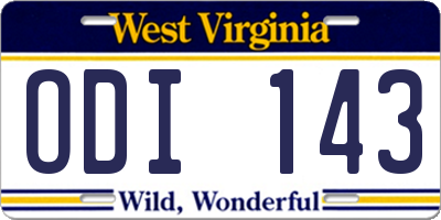 WV license plate ODI143