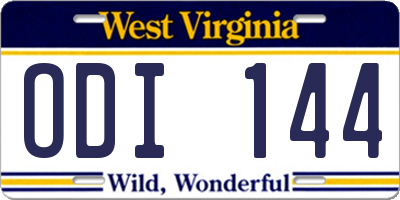 WV license plate ODI144