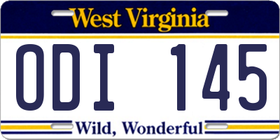 WV license plate ODI145