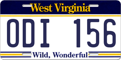 WV license plate ODI156