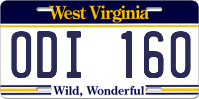 WV license plate ODI160