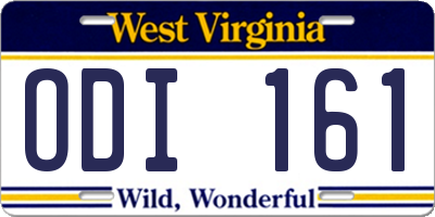 WV license plate ODI161