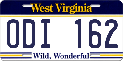 WV license plate ODI162