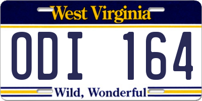 WV license plate ODI164