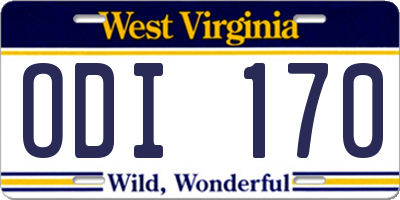 WV license plate ODI170