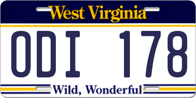WV license plate ODI178