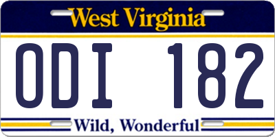 WV license plate ODI182