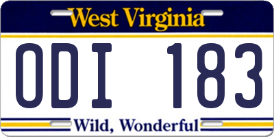 WV license plate ODI183