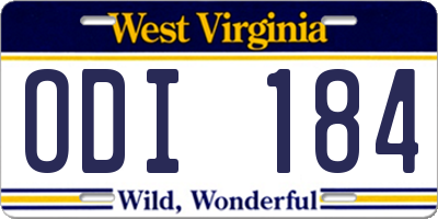 WV license plate ODI184
