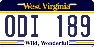 WV license plate ODI189