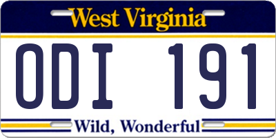 WV license plate ODI191