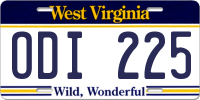 WV license plate ODI225