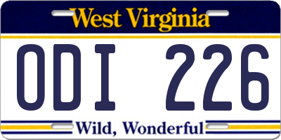 WV license plate ODI226