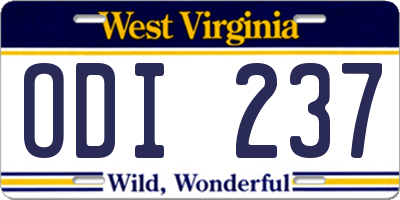 WV license plate ODI237