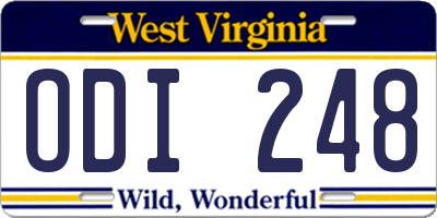 WV license plate ODI248