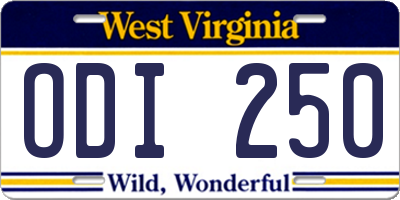 WV license plate ODI250