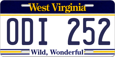 WV license plate ODI252
