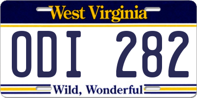WV license plate ODI282