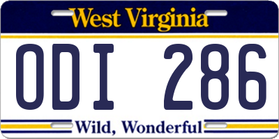 WV license plate ODI286