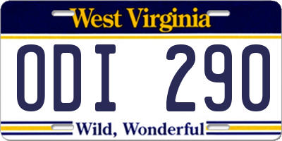 WV license plate ODI290