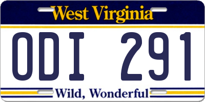 WV license plate ODI291