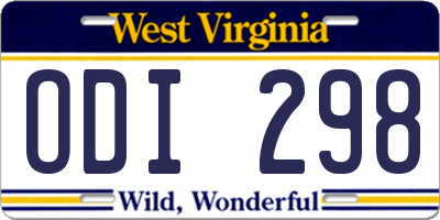 WV license plate ODI298