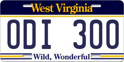 WV license plate ODI300