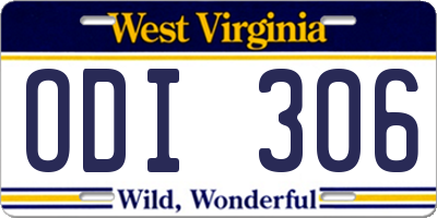 WV license plate ODI306