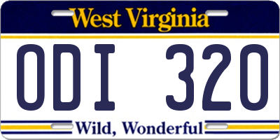 WV license plate ODI320