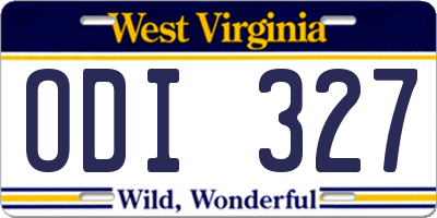 WV license plate ODI327