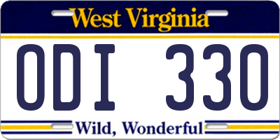 WV license plate ODI330