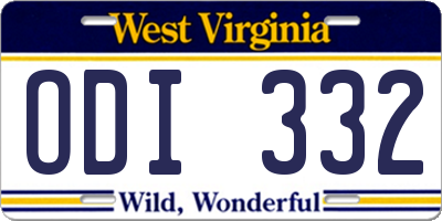 WV license plate ODI332