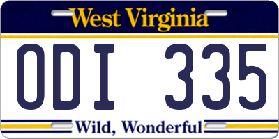 WV license plate ODI335