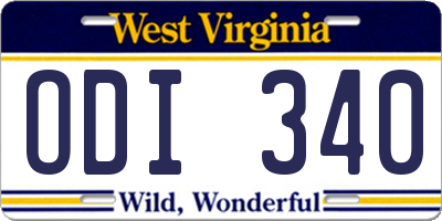WV license plate ODI340
